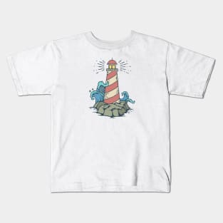 Cute Lighthouse Cartoon Kids Tshirt Kids T-Shirt